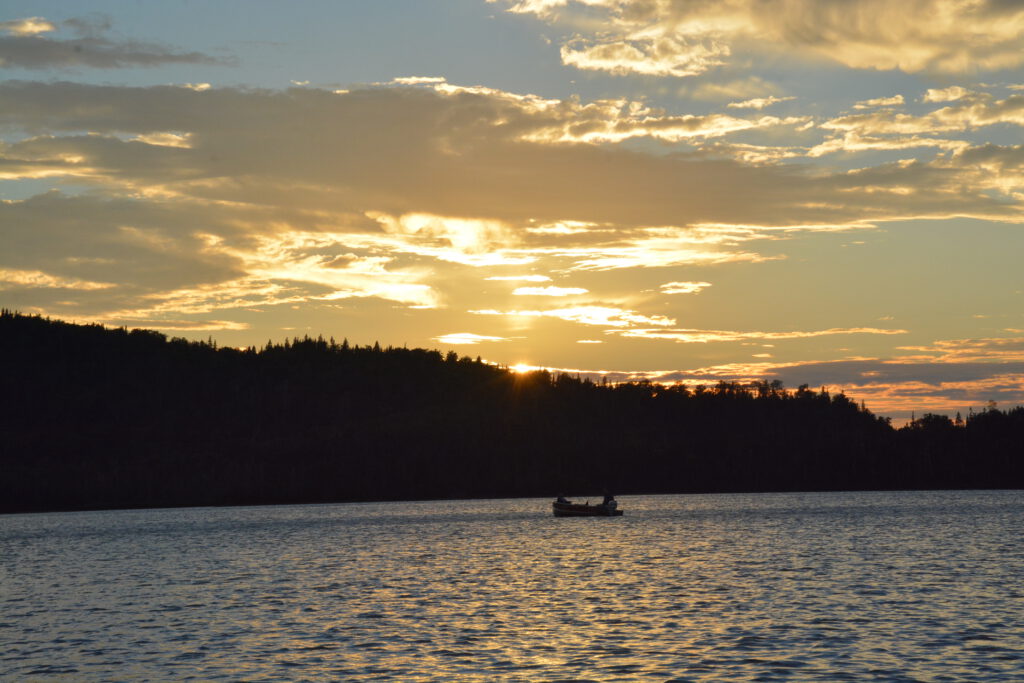 Enjoying a beautiful sunset on Michi Lake.